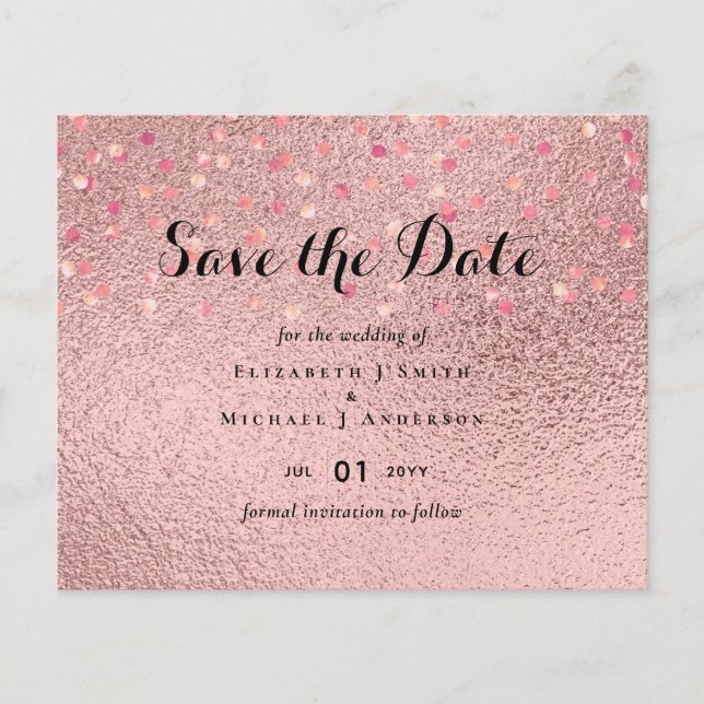 RoseGold Paillettes Feuille de Luxe Mariage PETIT  (Devant)
