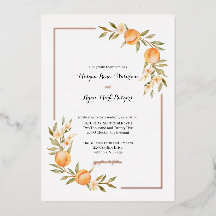 Rosegold Peach Blossom Wedding Invitation