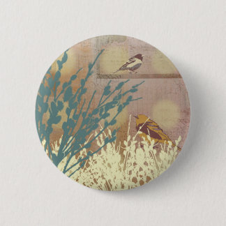 Rosegold Pussy WIllow Bird Design Botton 2 Inch Round Button