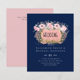 Rosegold WEDDING Girly Pink Floral Glitter Glam