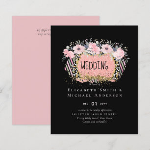 Rosegold WEDDING Girly Pink Floral Glitter Glam