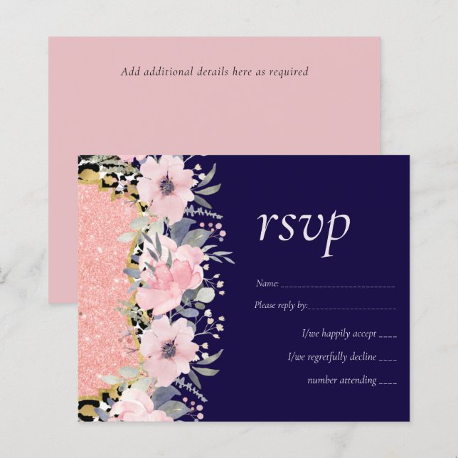 Rosegold WEDDING Girly Pink Floral Glitter Glam (Front/Back)