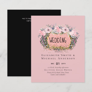 Rosegold WEDDING Girly Pink Floral Glitter Glam