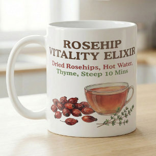 Rosehip Tea Recipe Apothecary Style Art Coffee Mug