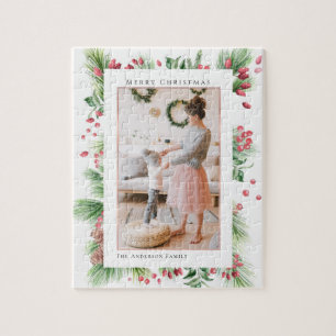 Rosehips & Holly Berries Christmas Greenery Photo Jigsaw Puzzle