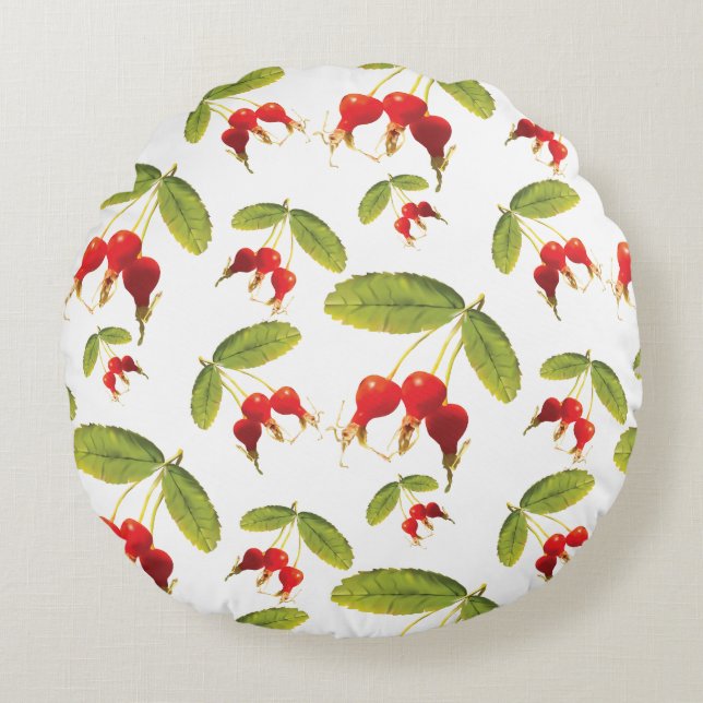 Rosehips Pattern 3 Angles Round Pillow (Front)