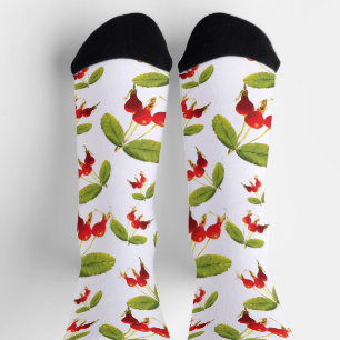 Rosehips Pattern 4 Angles Socks