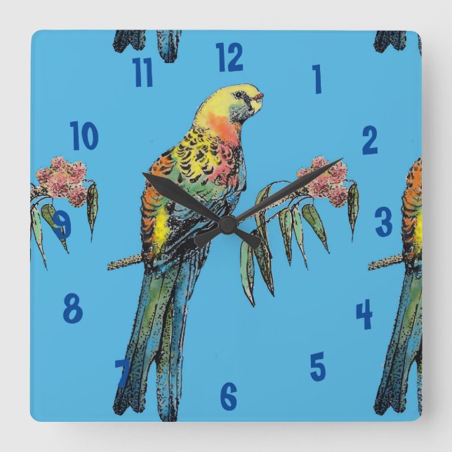 Rosella Parrot Aquarelle Mans Bureau Horloge (Recto)