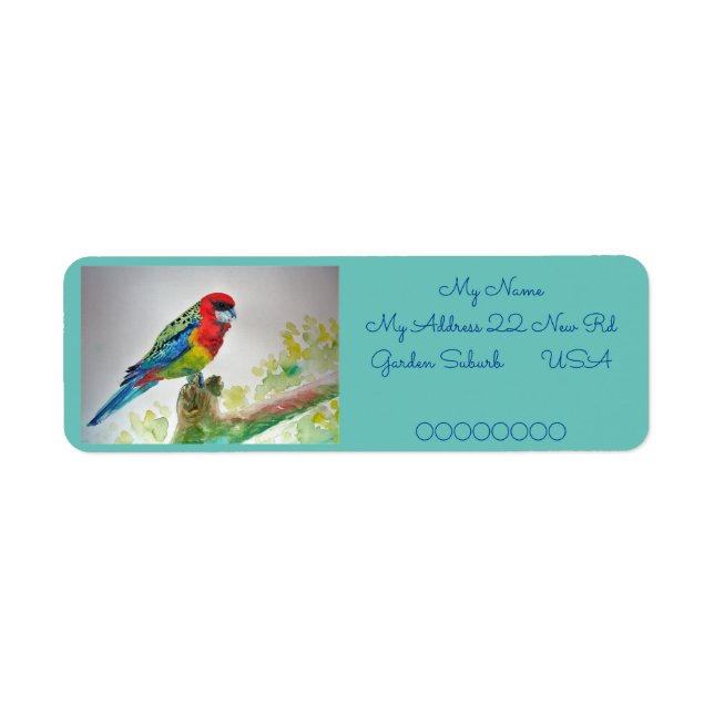 Rosella Parrot Aquarelle Retourner l'adresse Étiqu (Devant)