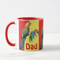Rosella Parrot Watercolor Dad father Name Coffee M