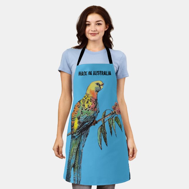 Rosella Parrot Watercolor Made In Australia Apron (Worn)
