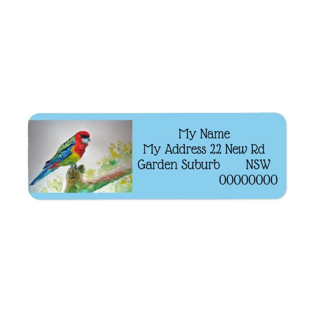 Rosella Parrot Watercolour Return Address Labels (Front)
