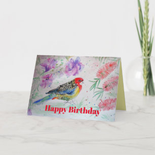 Rosella Parrot with Bottlebrush Birthday Card