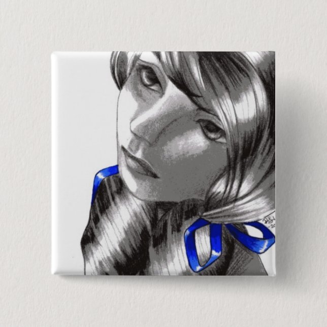 Roselynde 2 Inch Square Button (Front)