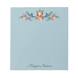 Rosemaling Blue and Red Notepad