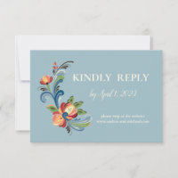 Rosemaling Blue and Red Response Card