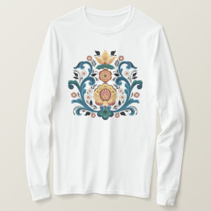 Rosemaling Gold and Burgundy T-Shirt