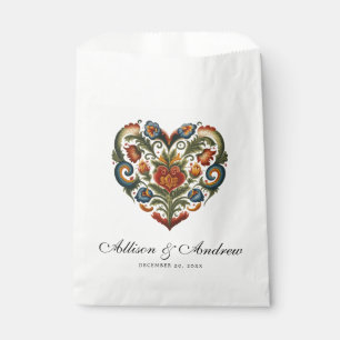 Rosemaling Heart   Norwegian Folk Art Favour Bag