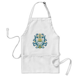 Rosemaling in Blue and Gold Standard Apron