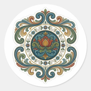 Rosemaling Mandala Sticker Design
