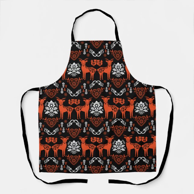 Rosemaling Norwegian Folk Art Apron (Front)