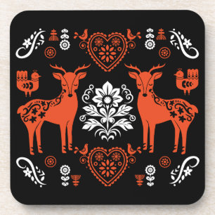 Rosemaling Norwegian Folk Art Coaster