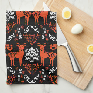 Rosemaling Norwegian Folk Art Kitchen Towel