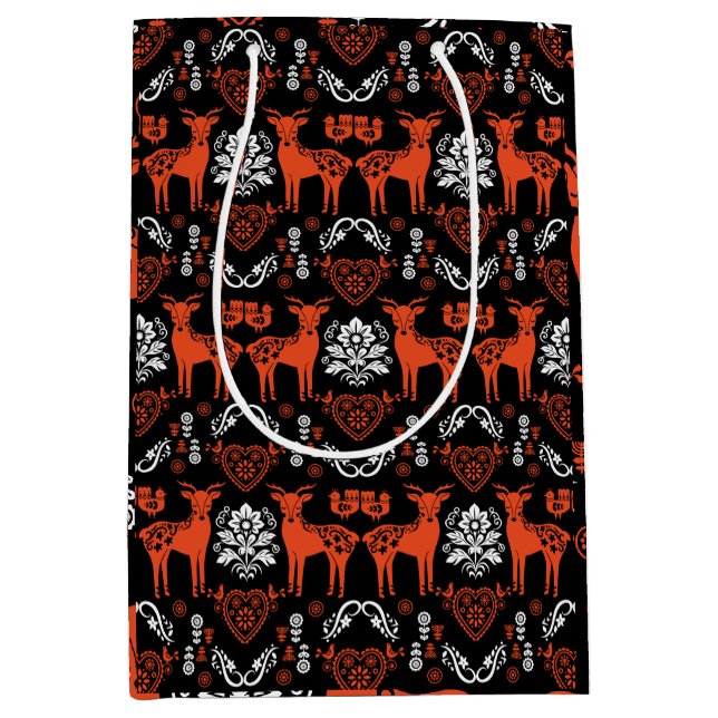 Rosemaling Norwegian Folk Art Medium Gift Bag (Front)