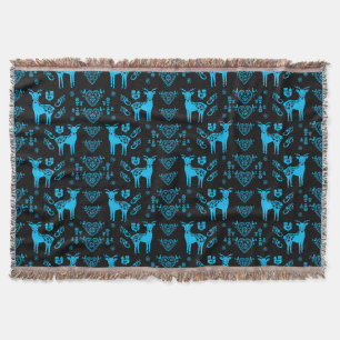Rosemaling Norwegian Folk Art Throw Blanket