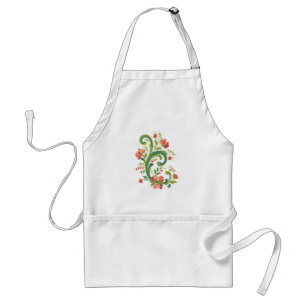 Rosemaling Red and Pink Standard Apron