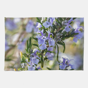 Rosemary blossom in spring macro kitchen towel