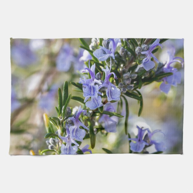 Rosemary blossom in spring macro kitchen towel (Horizontal)