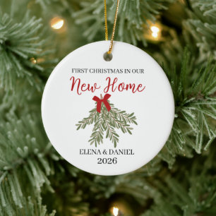 Rosemary Bundle Couple First Christmas in New Home Ceramic Ornament