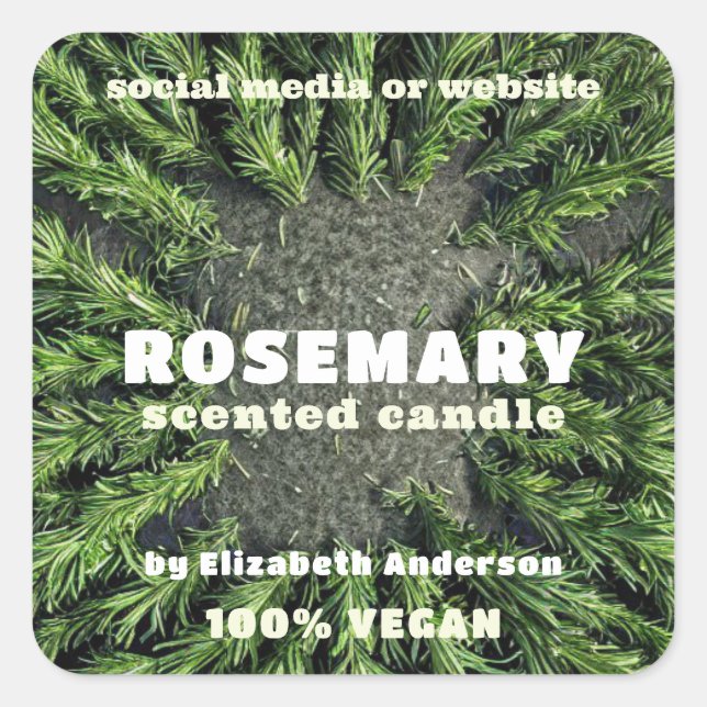 Rosemary Candle Square Sticker (Front)