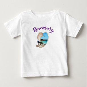 "Rosemary" Girls Name With Beachshell Scene, Baby T-Shirt
