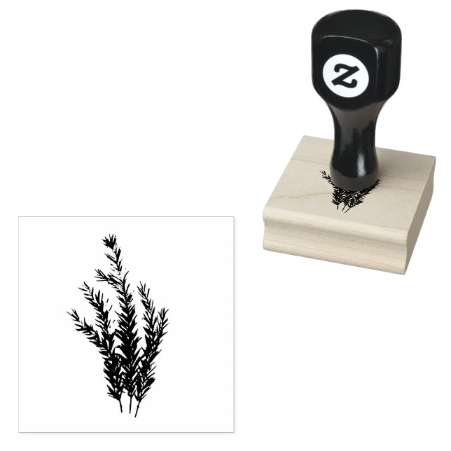 Rosemary Herb Botanical Garden Floral Watercolor Rubber Stamp (Stamped)