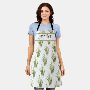 Rosemary herb botanical plant green watercolor apron