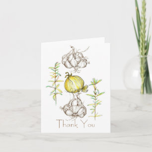 Rosemary Herb Garlic Onion Kitchen Thank You Card