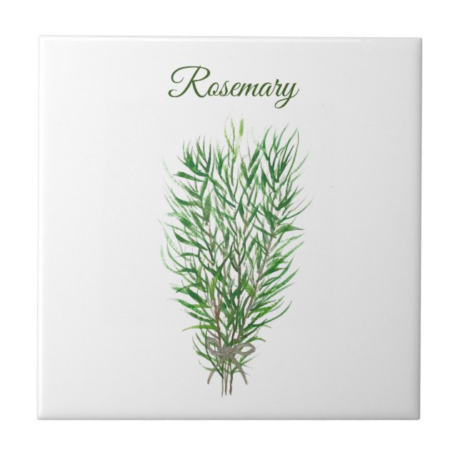Rosemary Herb Greenery Kitchen Culinary Green chic Tile (Front)