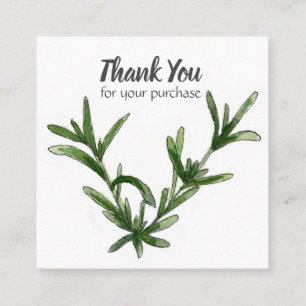 Rosemary Herb Plant Thank  You For Your Purchase Square Business Card