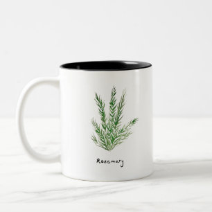 Rosemary herbs vintage kitchen garden watercolor Two-Tone coffee mug