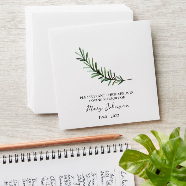 Rosemary Memorial Funeral Seed Envelope (Stacked)