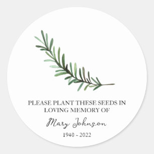Rosemary Memorial Funeral Seed Packet Classic Round Sticker