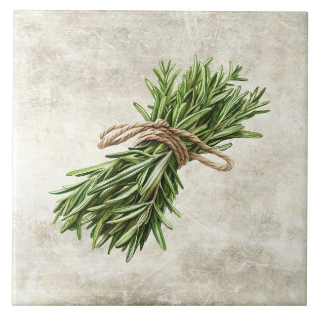 Rosemary Rustic Herbs Spices Faux Tile (Front)