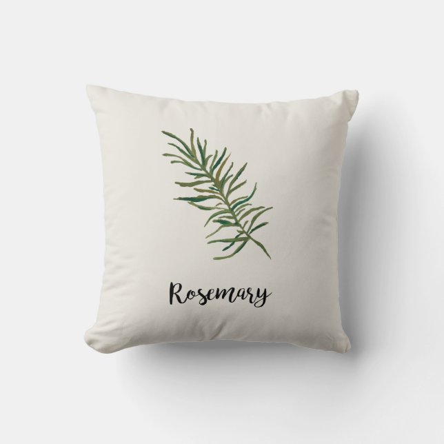 Rosemary Spring Herb Throw Pillow (Front)