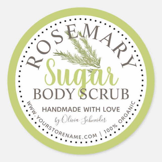 Rosemary Sugar Scrub Custom Classic Round Sticker (Front)