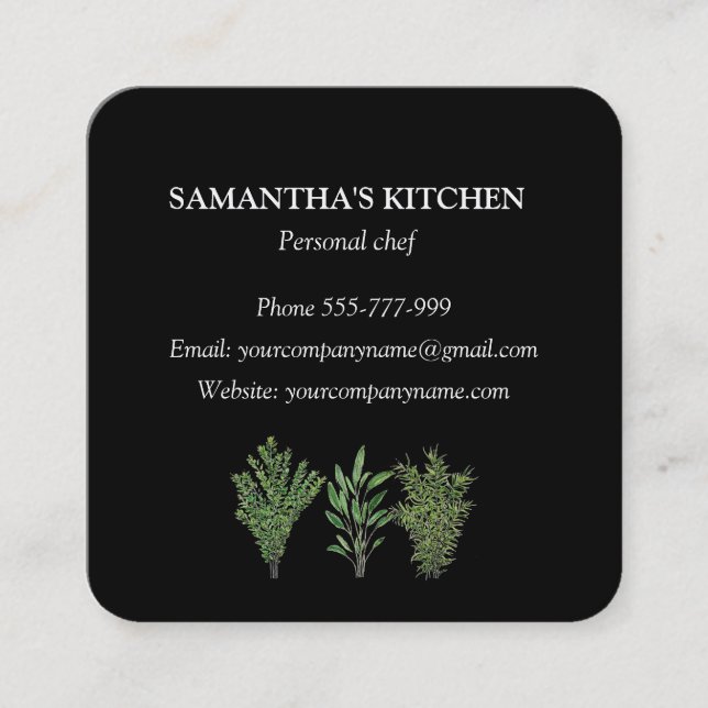 Rosemary Thyme Sage Herbs Culinary Chef Pots Square Business Card (Front)