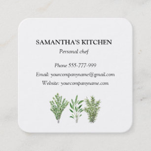 Rosemary Thyme Sage Herbs Culinary Chef Pots Square Business Card