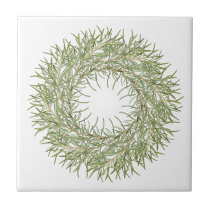 ROSEMARY WREATH 4.25" Ceramic Tile