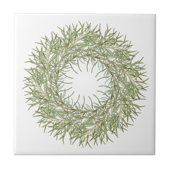 ROSEMARY WREATH 4.25" Ceramic Tile (Front)